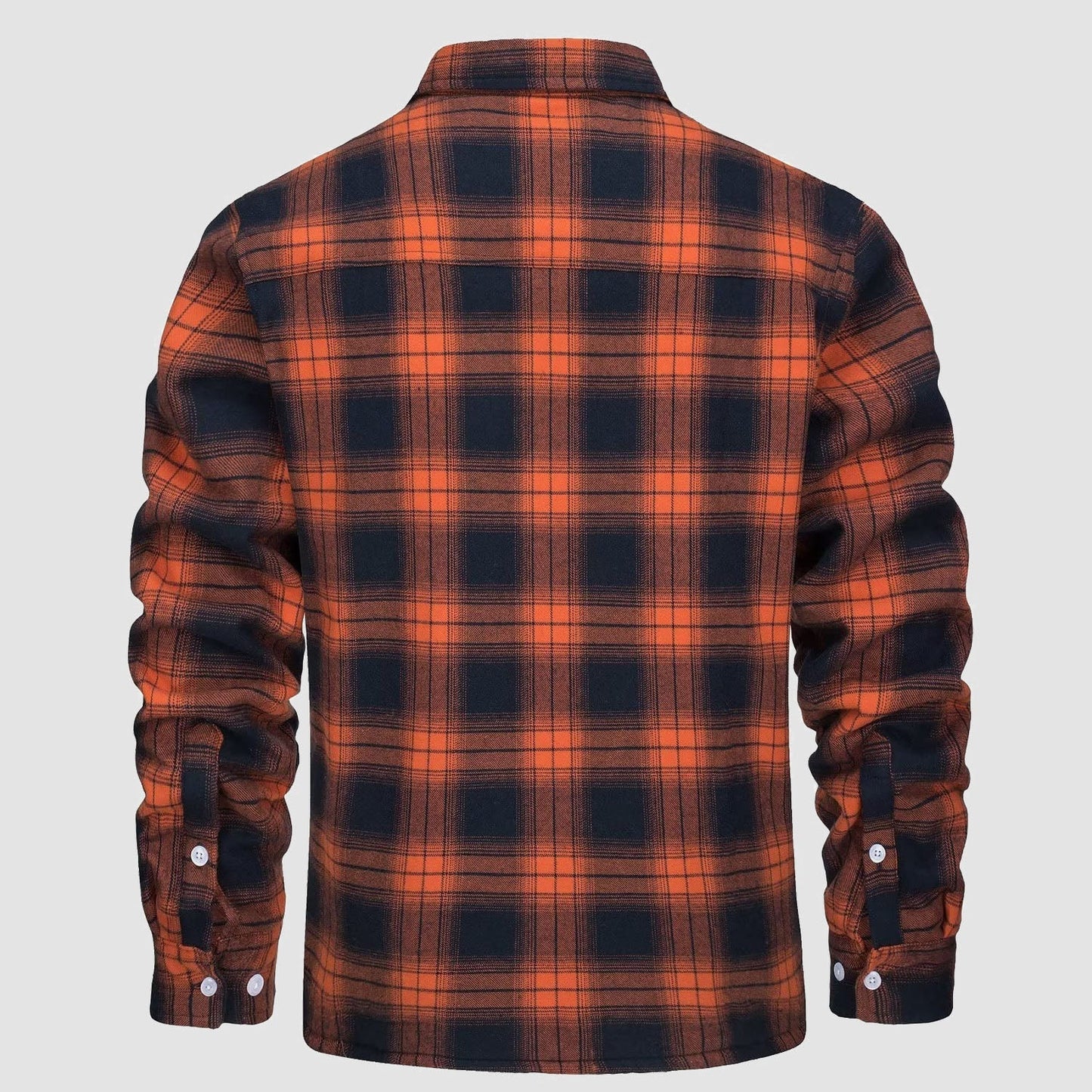 Men's Flannel Shirt Jacket Fleece Lined Cotton Warm Brown