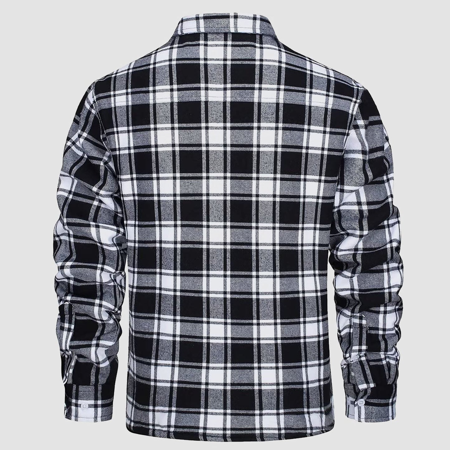 Men's Flannel Shirt Jacket Fleece Lined Cotton Warm Brown