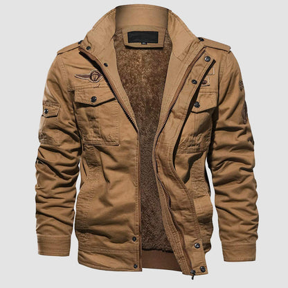 Men's Military Bomber Jacket Fleece Outerwear - Fashinoza