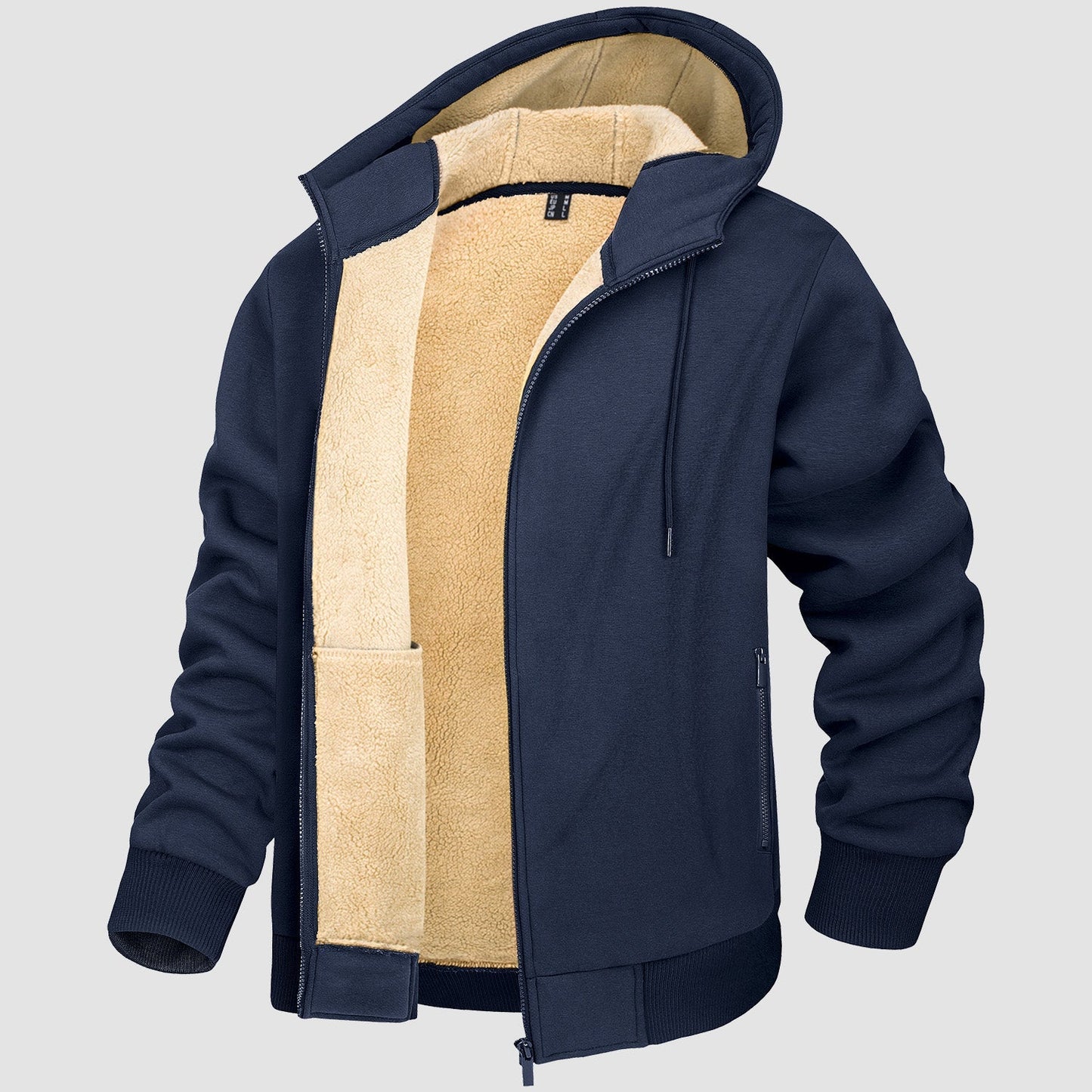 Men's Fleece Lined Hoodie Jacket Warm Zipper Coat - Fashinoza