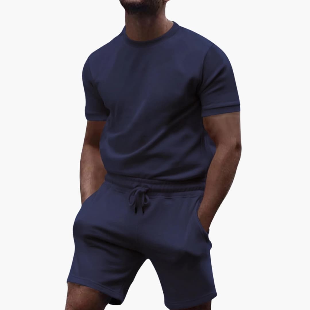 Men's Athletic Short Sleeve T-Shirt and Performance Shorts Set - Fashinoza