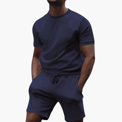 Men's Athletic Short Sleeve T-Shirt and Performance Shorts Set - Fashinoza