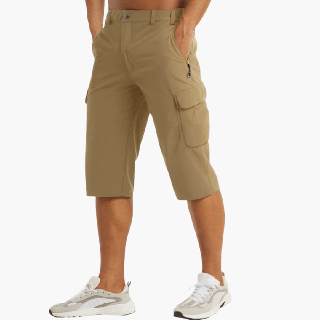 Men's Cargo Shorts Zip Fly Cotton Tan - Fashinoza