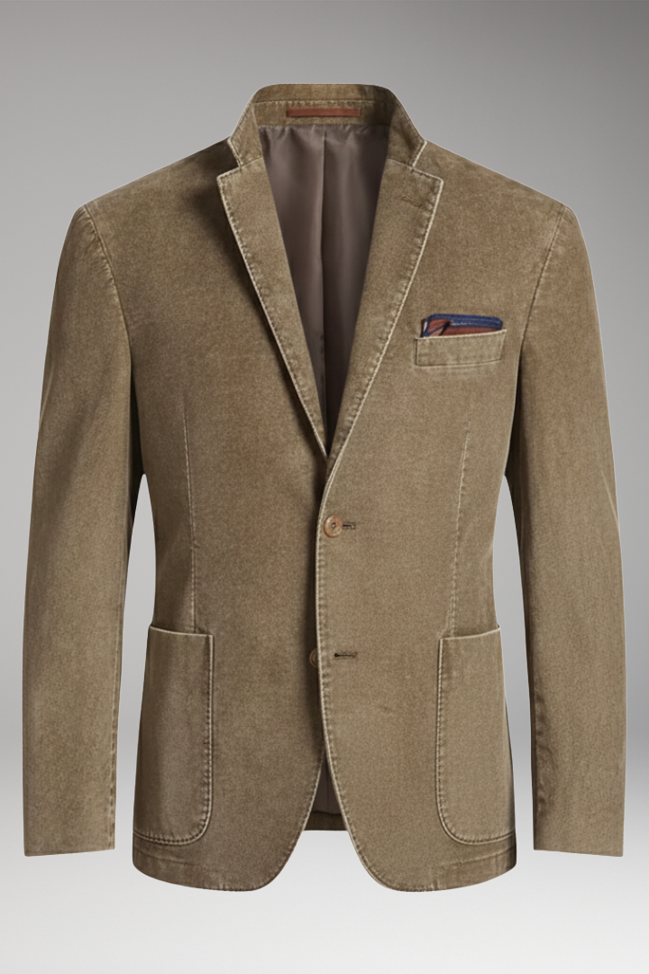 Men's Corduroy Blazer Notched Lapel - 
Fashinoza