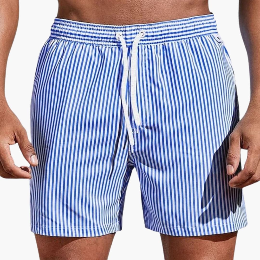 Men's Board Shorts Elastic Waist Striped - Fashinoza