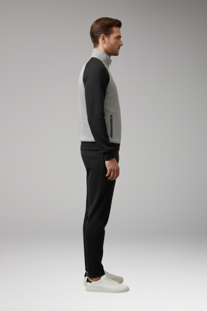 Men's Bomber Jacket Zippered Pockets Black