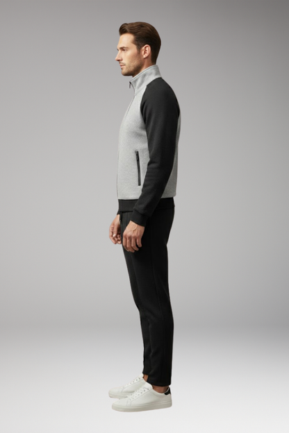 Men's Bomber Jacket Zippered Pockets Black