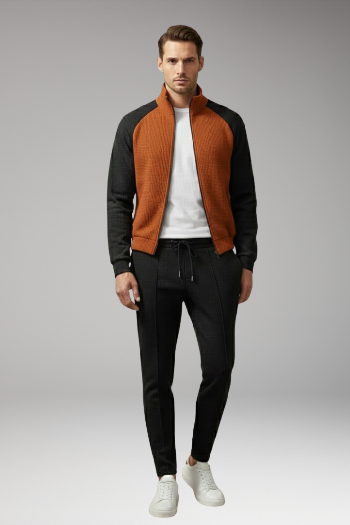Men's Bomber Jacket Zippered Pockets Black