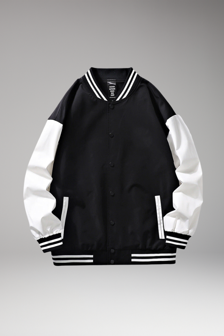 Men's Bomber Jacket Contrast Sleeves - 
Fashinoza