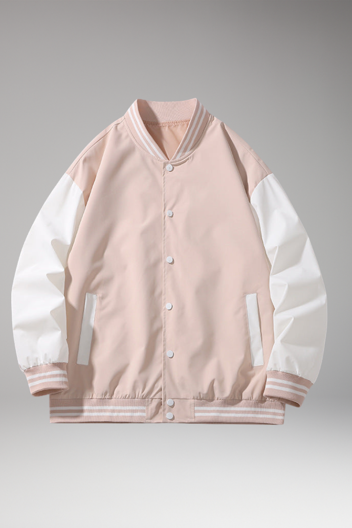 Men's Bomber Jacket Contrast Sleeves Functional Pockets - 
Fashinoza