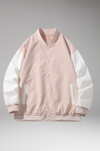 Men's Bomber Jacket Contrast Sleeves Functional Pockets - 
Fashinoza