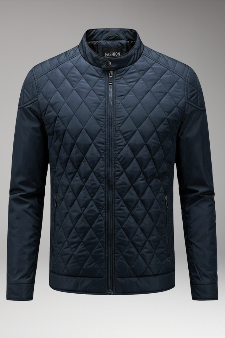 Men's Diamond Pattern Bomber Jacket - 
Fashinoza