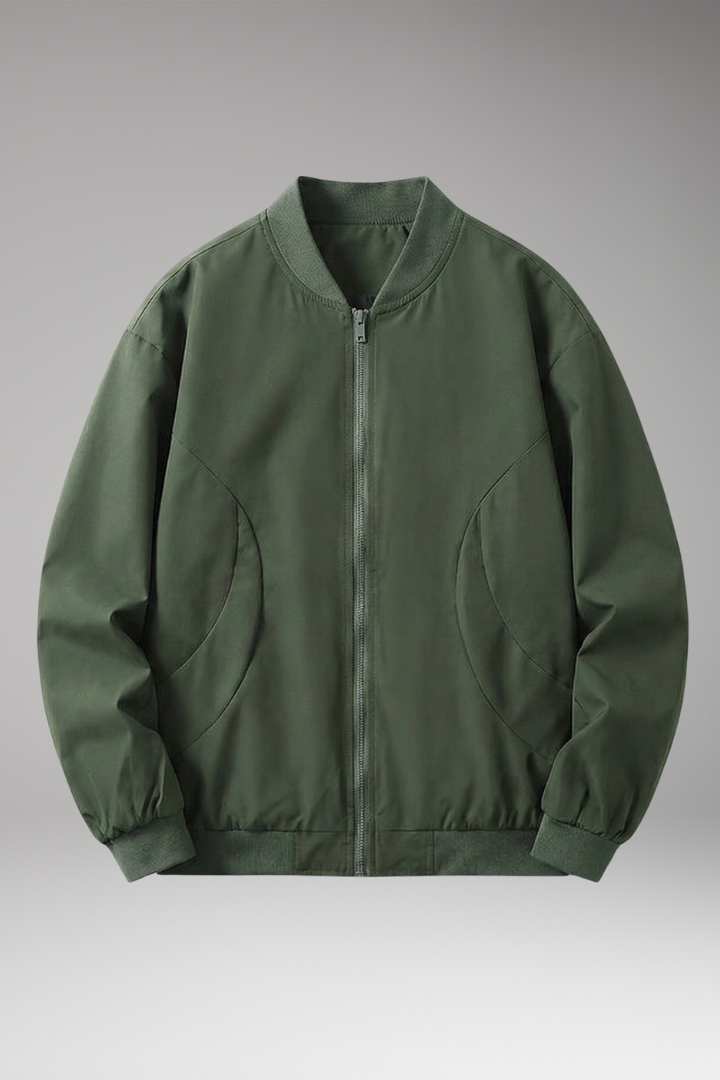 Men's Bomber Jacket Elastic Cuffs Side Pockets - 
Fashinoza