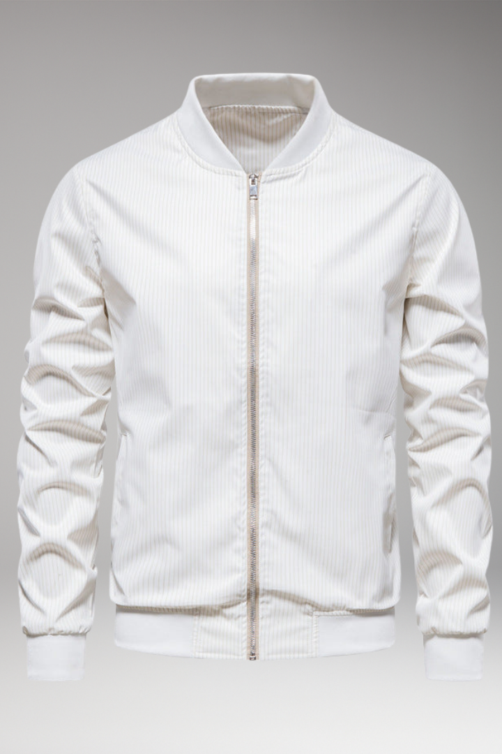 Men's Bomber Jacket Fine Stripe Elastic Cuffs - 
Fashinoza