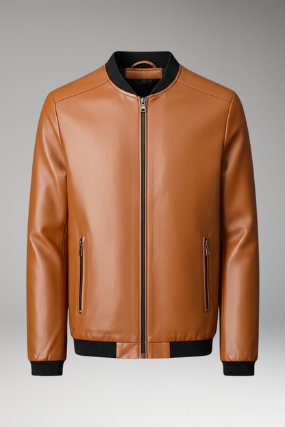 Men's Bomber Jacket Zipper Contrast Trim - 
Fashinoza