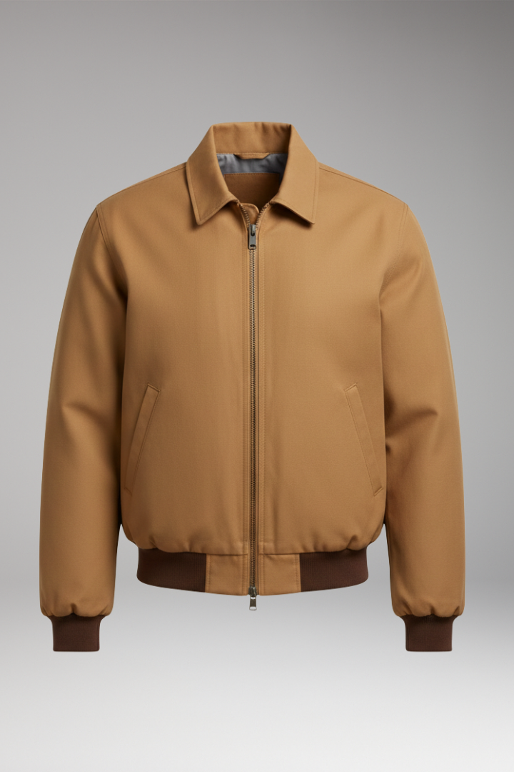 Men's Bomber Jacket Zipper Ribbed Cuffs - 
Fashinoza