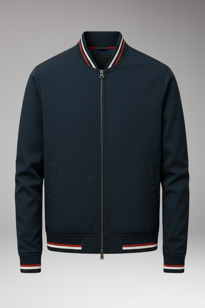 Men's Bomber Jacket Zipper Ribbed Trim - 
Fashinoza