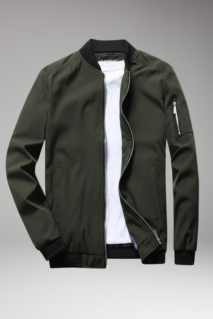 Men's Bomber Jacket Full Zip Multiple Pockets - 
Fashinoza