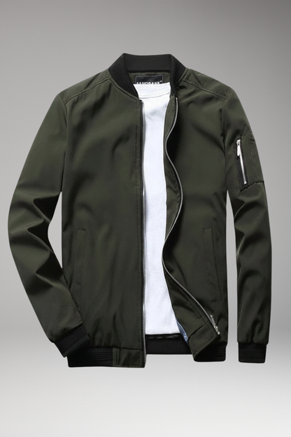 Men's Bomber Jacket Full Zip Multiple Pockets - 
Fashinoza