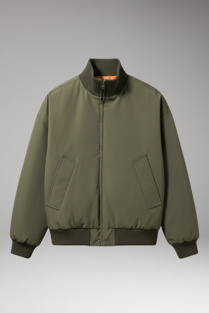 Men's Bomber Jacket High Collar Side Pockets - 
Fashinoza