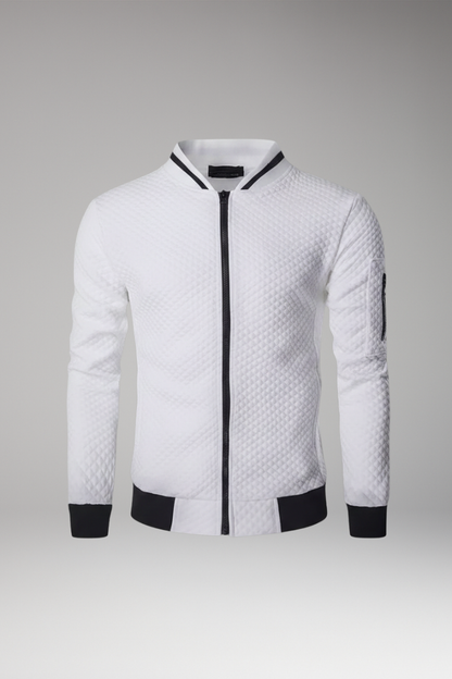 Men's Bomber Jacket Jacquard Zip Black - 
Fashinoza