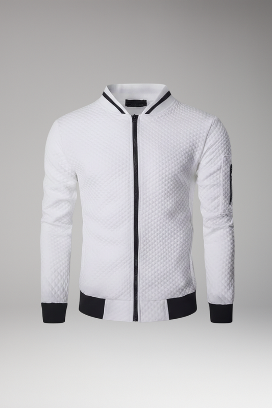 Men's Bomber Jacket Jacquard Zip Black - 
Fashinoza