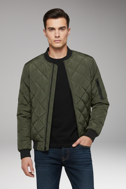 Men's Padded Bomber Jacket Ribbed Cuff
