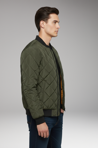Men's Padded Bomber Jacket Ribbed Cuff