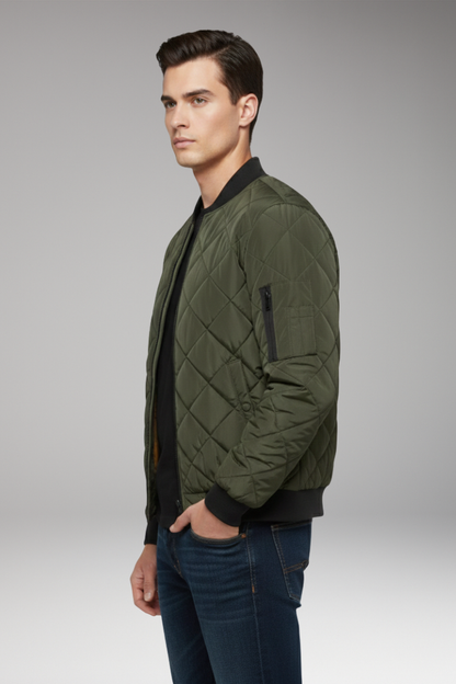 Men's Padded Bomber Jacket Ribbed Cuff