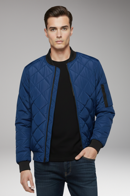 Men's Padded Bomber Jacket Ribbed Cuff
