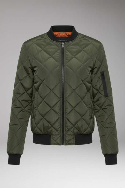 Men's Padded Bomber Jacket Ribbed Cuff - 
Fashinoza
