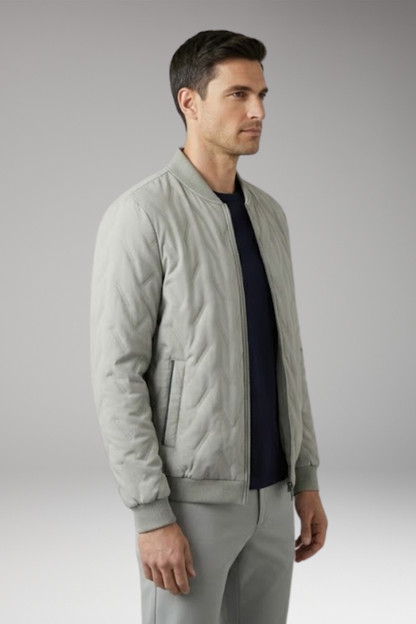 Men's Bomber Jacket Ribbed Collar Full-Zip