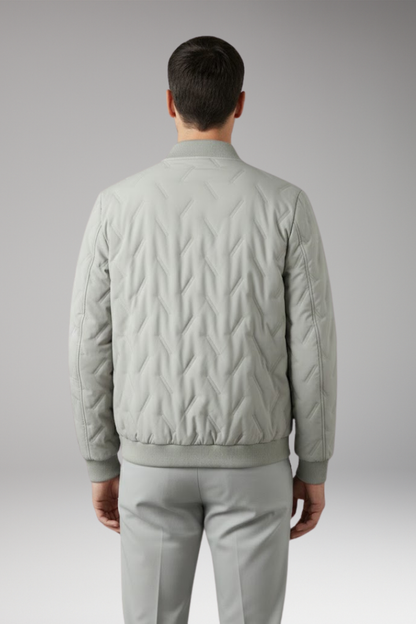 Men's Bomber Jacket Ribbed Collar Full-Zip