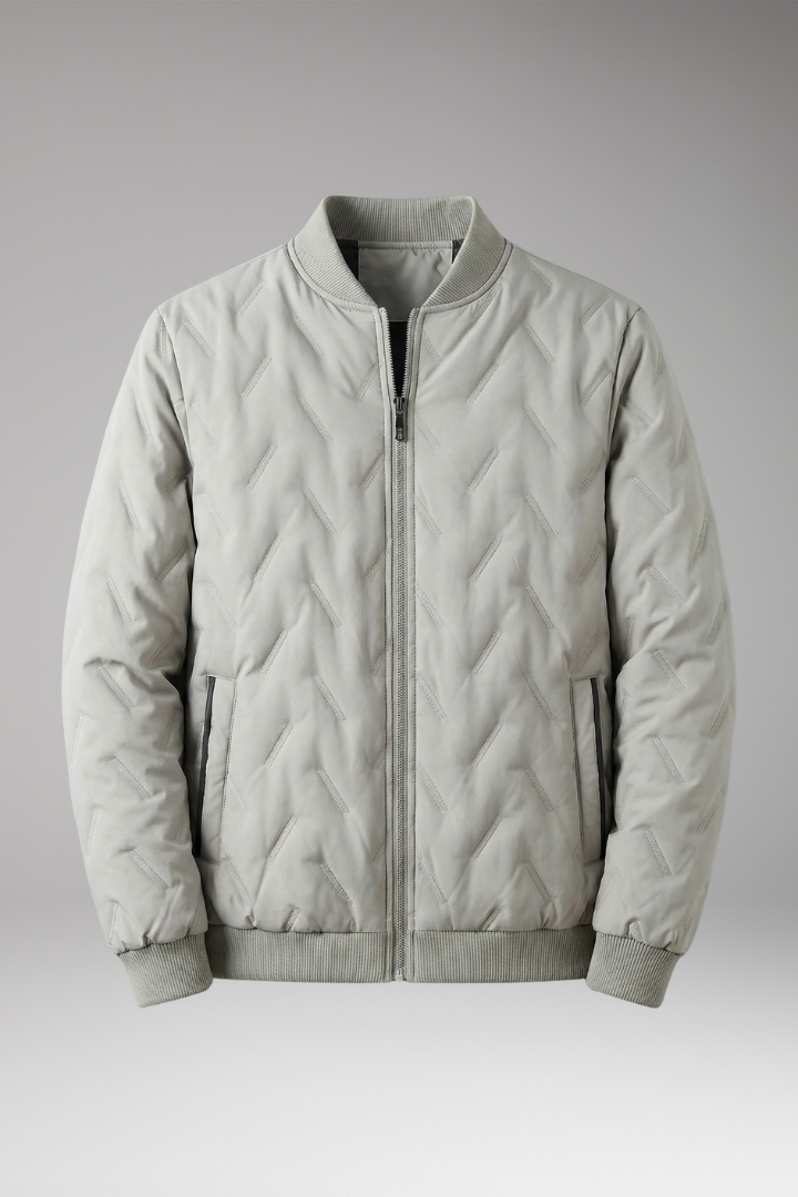Men's Bomber Jacket Ribbed Collar Full-Zip - 
Fashinoza