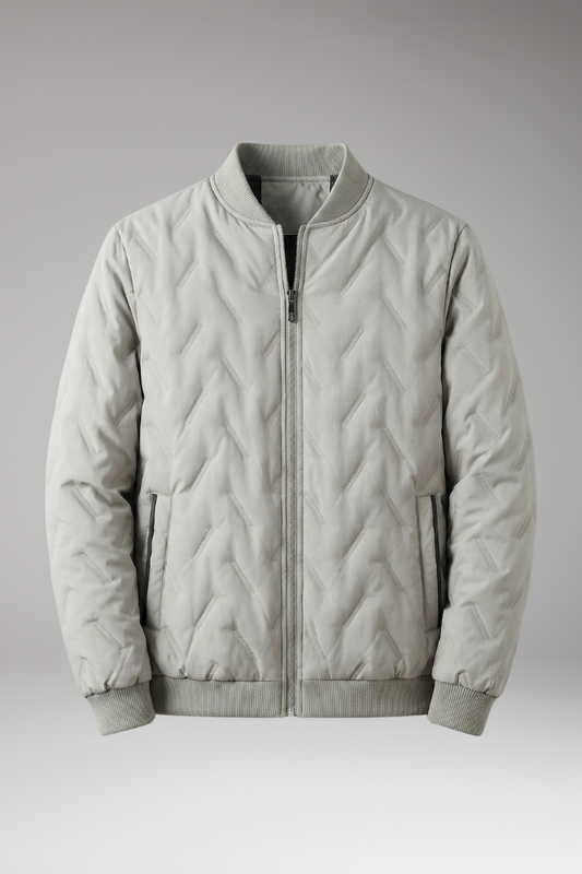 Men's Bomber Jacket Ribbed Collar Full-Zip - 
Fashinoza