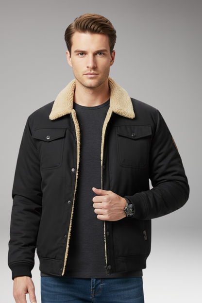 Men's Bomber Jacket Ribbed Cuffs Multiple Pockets