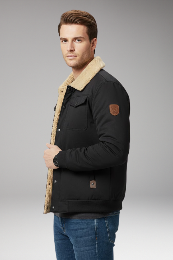 Men's Bomber Jacket Ribbed Cuffs Multiple Pockets
