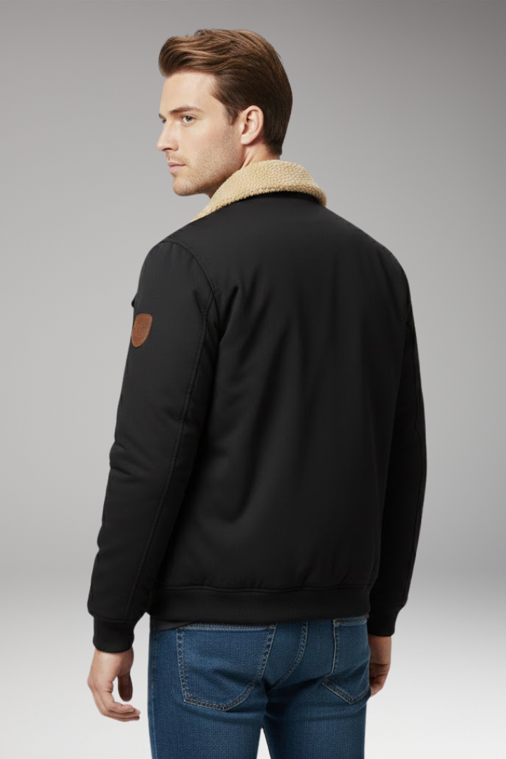 Men's Bomber Jacket Ribbed Cuffs Multiple Pockets