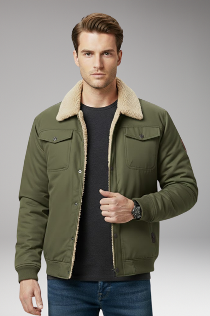 Men's Bomber Jacket Ribbed Cuffs Multiple Pockets