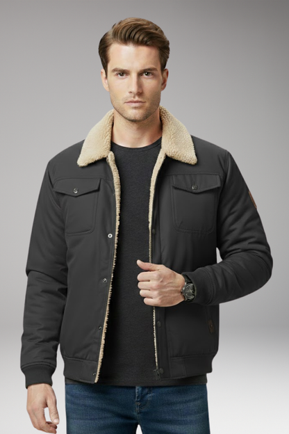 Men's Bomber Jacket Ribbed Cuffs Multiple Pockets
