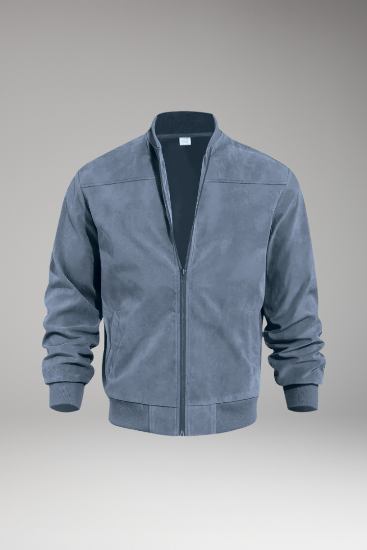 Men's Bomber Jacket Ribbed Hem Textured - 
Fashinoza