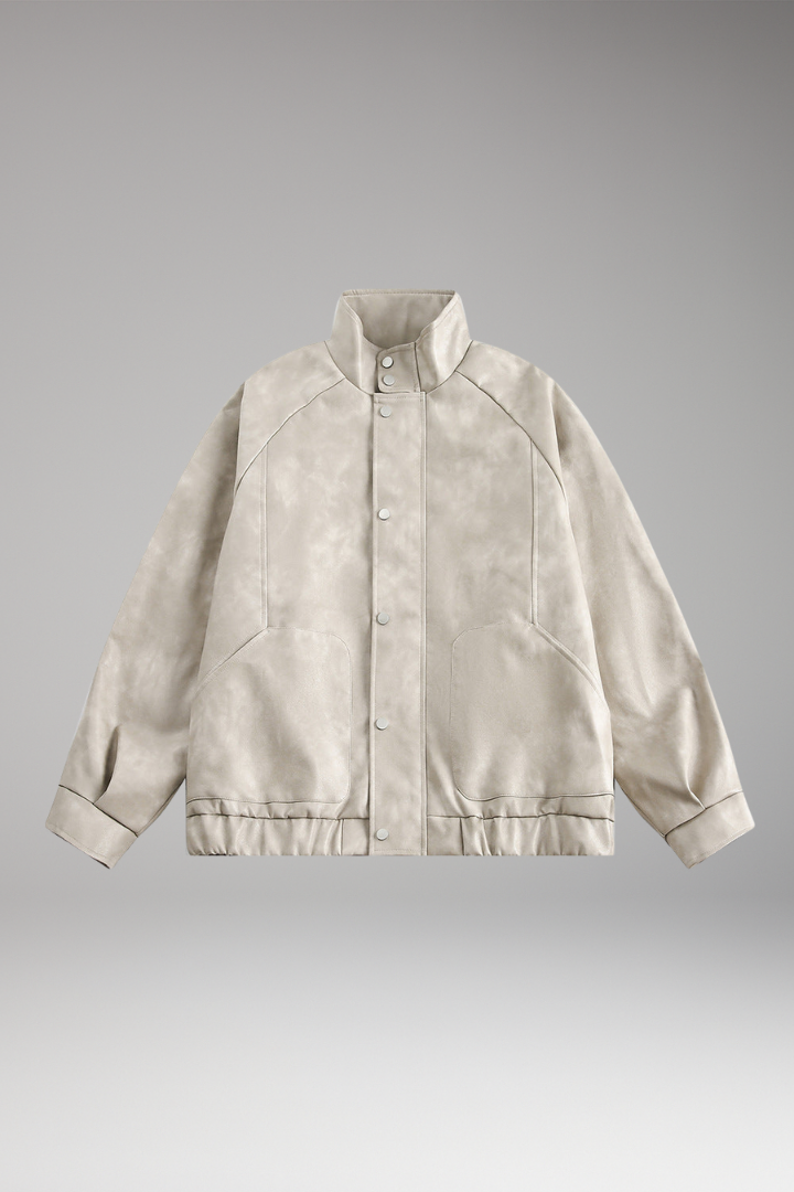 Men's Bomber Jacket Snap Button Side Pockets - 
Fashinoza
