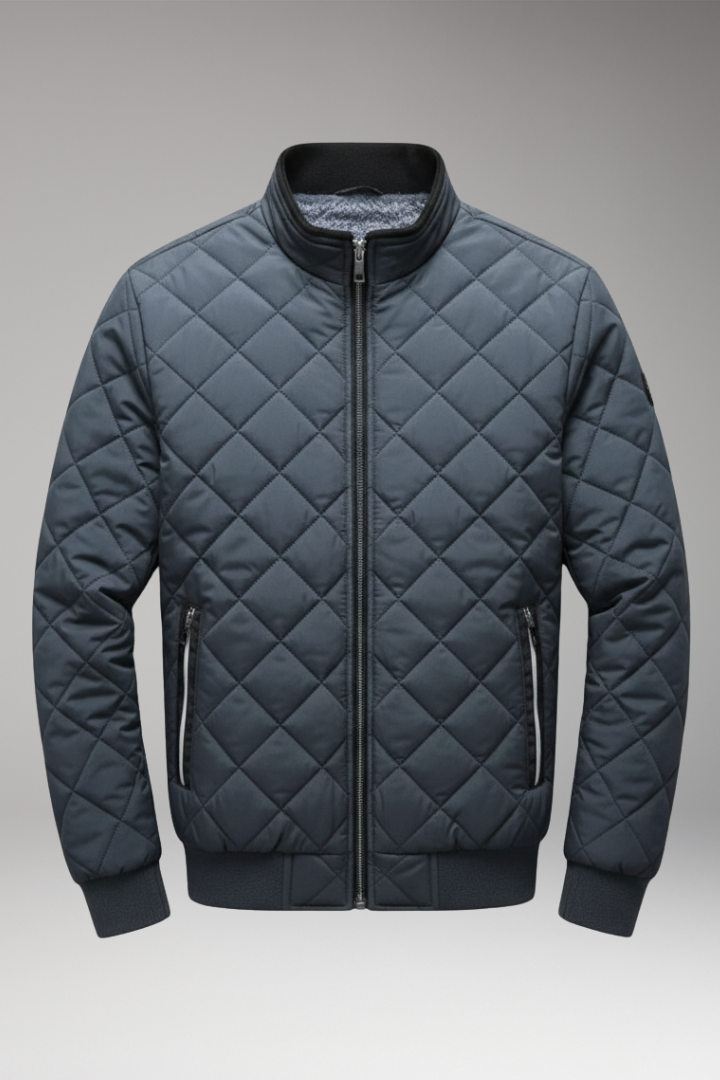 Men's Bomber Jacket Stand-Up Collar Zipped Pockets - 
Fashinoza
