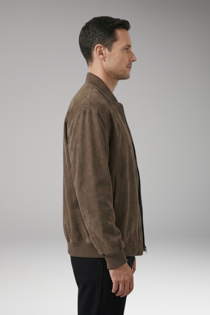 Men's Bomber Jacket Zipper Closure Elastic Cuffs