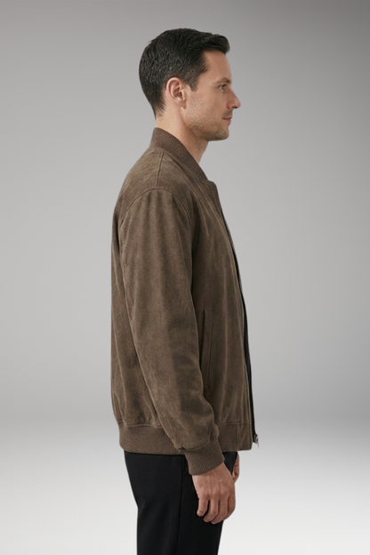 Men's Bomber Jacket Zipper Closure Elastic Cuffs