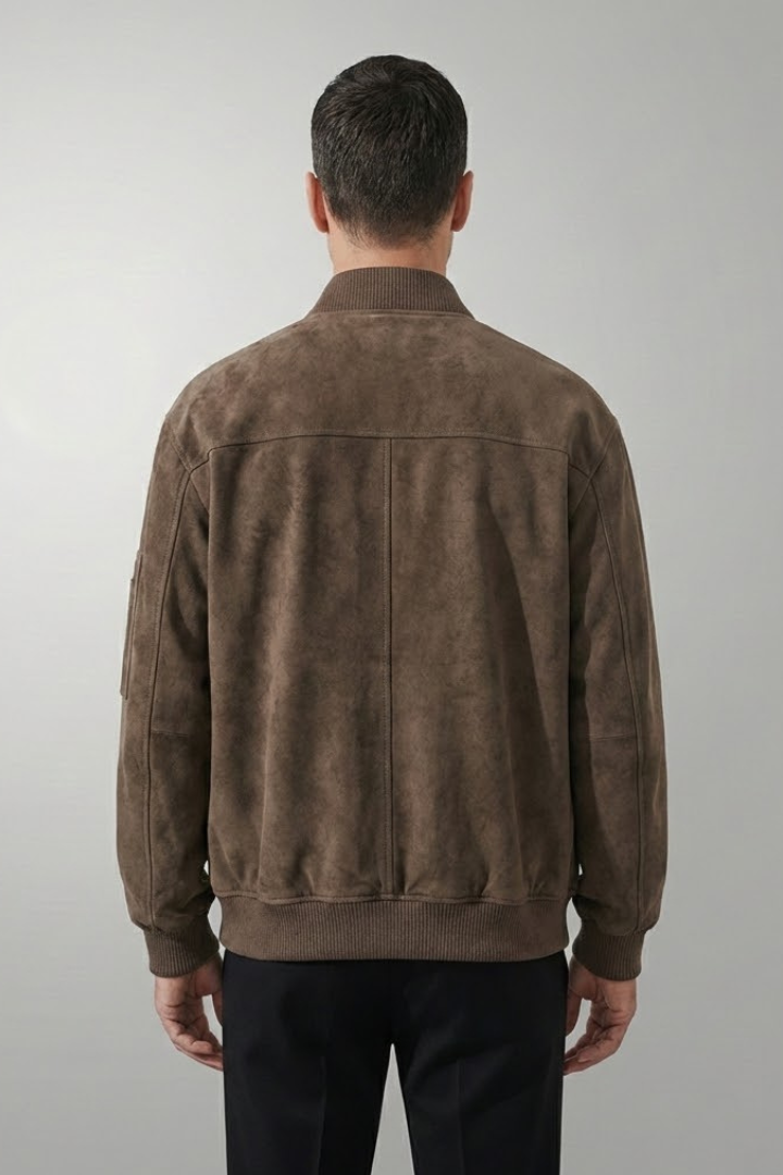 Men's Bomber Jacket Zipper Closure Elastic Cuffs