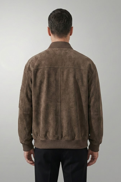Men's Bomber Jacket Zipper Closure Elastic Cuffs