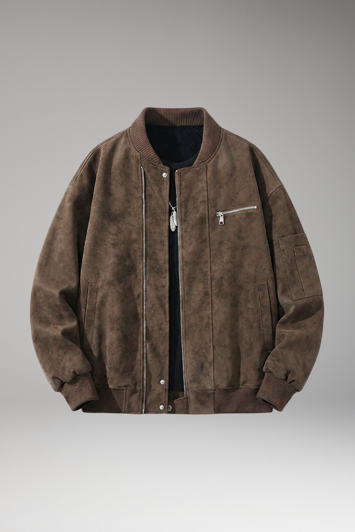 Men's Bomber Jacket Zipper Closure Elastic Cuffs - 
Fashinoza