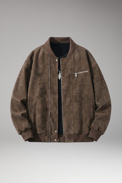 Men's Bomber Jacket Zipper Closure Elastic Cuffs - 
Fashinoza