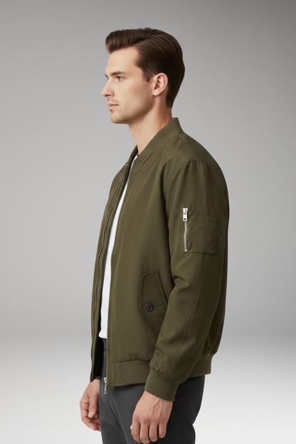 Men's Zipper Bomber Jacket With Side Pockets